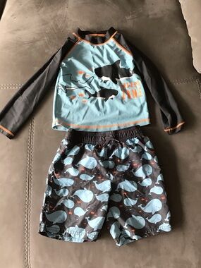 Carter's Blue and Gray Whale Rashguard Swim Set